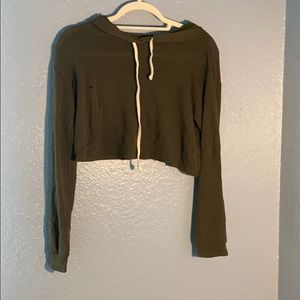 Green Cropped Hoodie